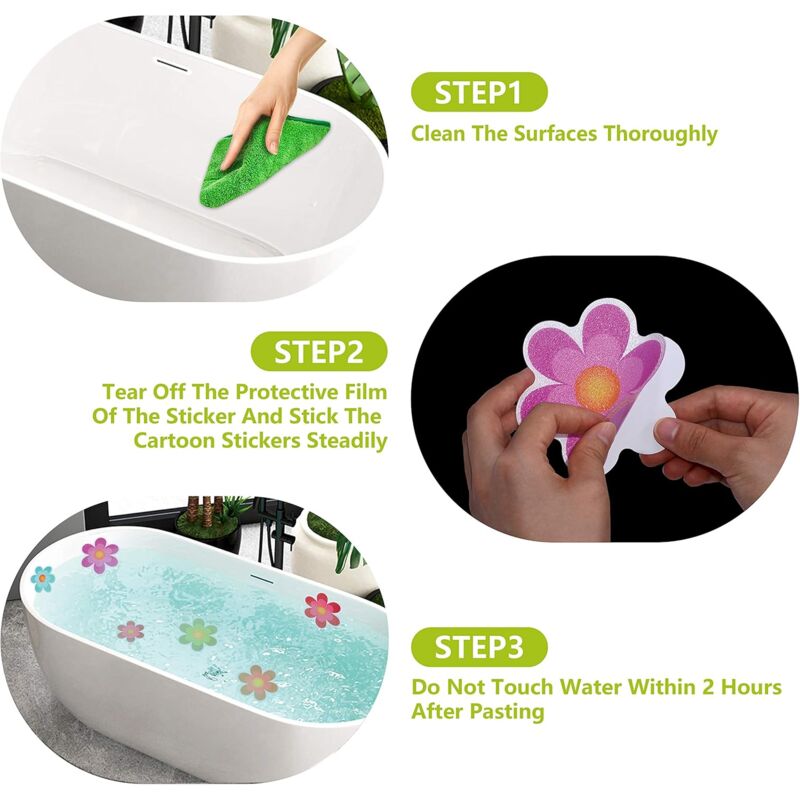 Pack Of 10 Waterproof Non-Slip Shower Stickers With Premium Scraper (Flower Design, Size 9.5 X 9.5 Cm) - Image 3