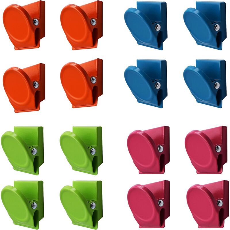 16 pcs Multi Color Metal Magnetic Clips, Fridge Whiteboard Wall Memo Note Magnetic Clip - Image 1