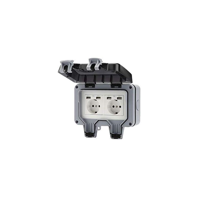 Outdoor Double Wall Socket With Usb Waterproof Heavy Duty Electrical Outlet With Wall Box (Double) - Image 4