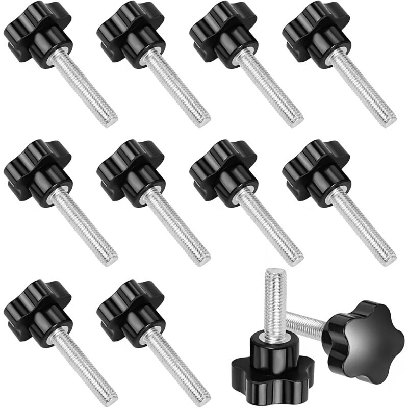 10 pcs M8X40 Female Thread Nut Clamping Handle Star Shape Hand Knobs Black Plastic Screw-In Handle Clamping Knob For - Image 1