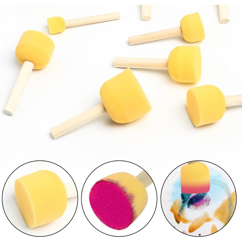 25 Pieces Foam Paint Brushes, Sponge Paint Brushes With Wooden Handle, For Painting Art Craft Pottery Graffiti - 5 Sizes - Image 4