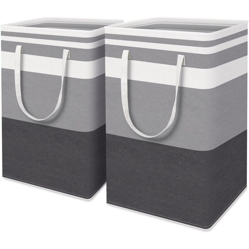 2 Pack Large Foldable Laundry Basket With Easy Carry Handles, Waterproof And Extended Handles For Storing And Carrying - Image 1
