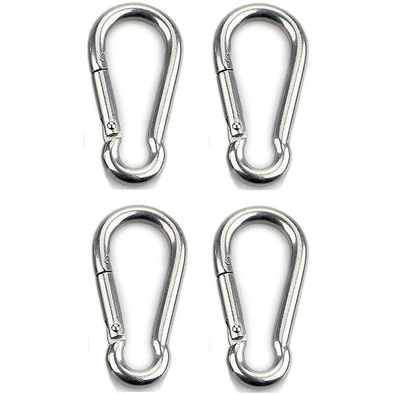 4 pcs Heavy Duty Carabiner Hooks For Sports, Locking Dogs, Hammock Swing, 304 Stainless Steel, 8Mm Thickness - Image 1