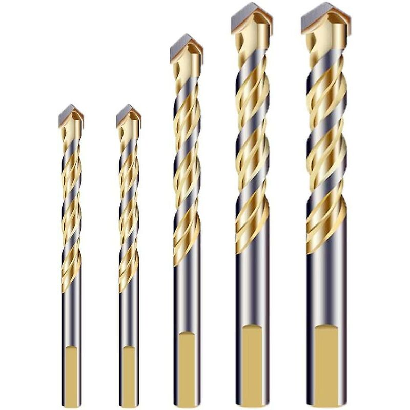 Multi-Material Drill Bit Set With Double Groove Carbide Tip For Tile, Concrete, Brick, Glass, Plastic, Wood, Metal, - Image 1