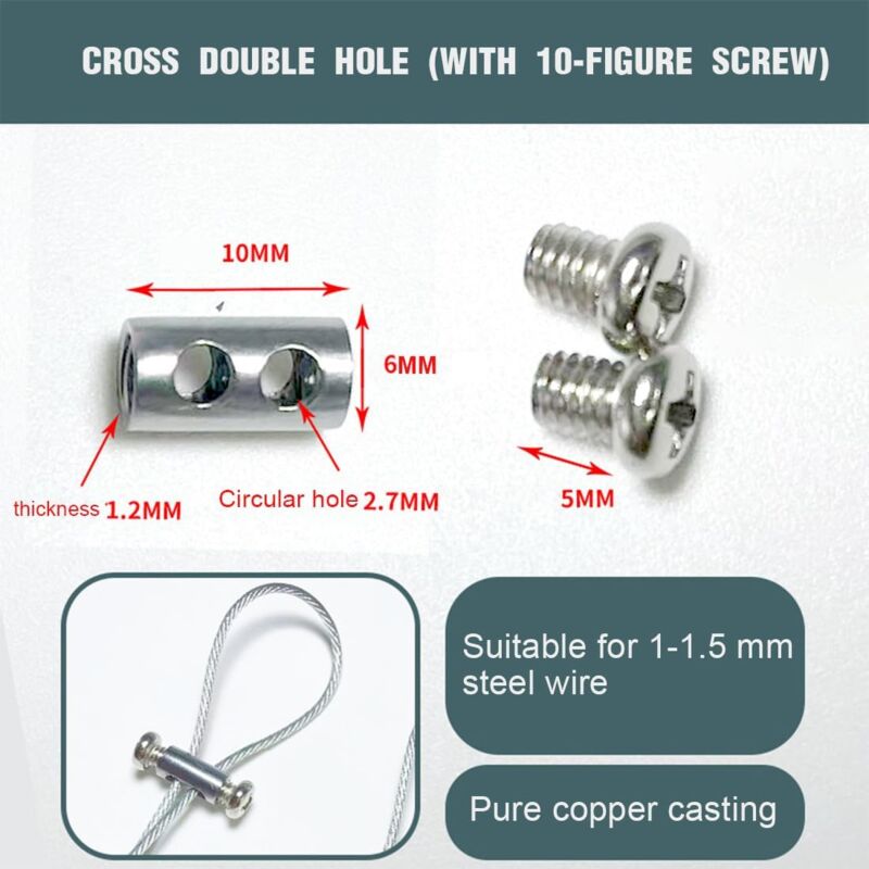 10 pcs Cable Clamps With Screw Terminal Cap, Cable Clips For 1-2Mm Diameter Cable And Wire, Double Ended Cable And - Image 3