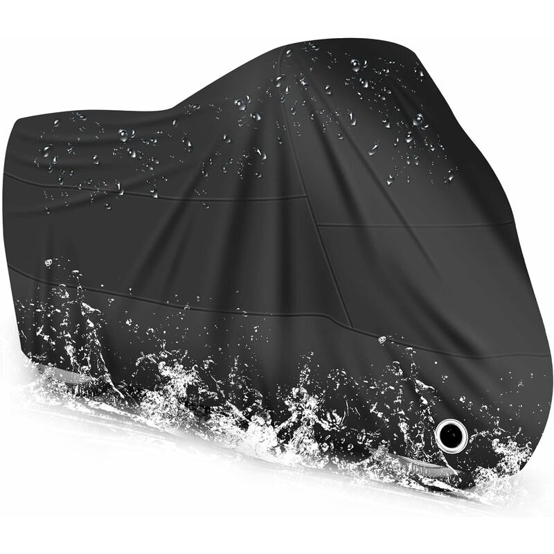 Motorcycle Cover Waterproof, Cold And Weather Resistant 190T Black Protects From Dust - Image 1