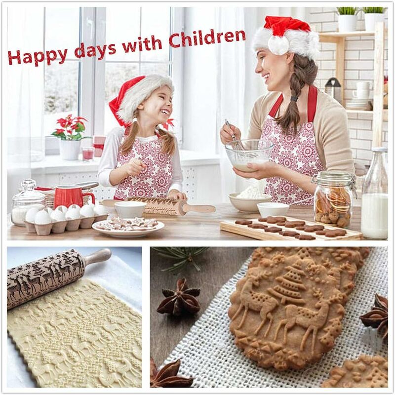 Christmas Wooden ROlling Pin, ROlling Pin, Kitchen Tool, Baking Accessory, Eye-Catching, Stable And Durable, Christmas - Image 4