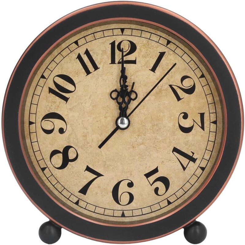 Vintage Retro Analog Alarm Clock, ROund Alarm Clock, Small Desk Clock, Super Quiet, Non-Ticking, Small Clock For Home - Image 1