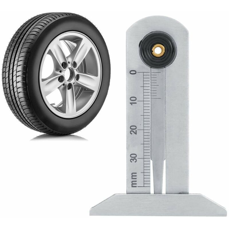 Tire Tread Depth Gauge, Stainless Steel Tire Tread Depth Gauge Safety Tire Ruler Tire Meter 0-30Mm For Car Motorcycle - Image 1