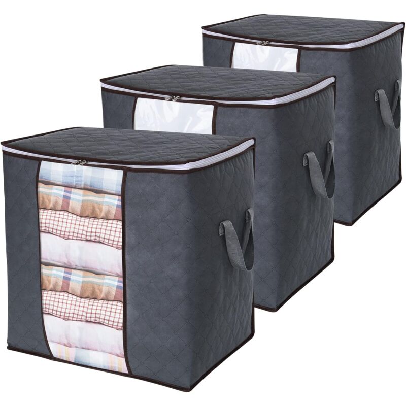Large Capacity Clothes Storage Bag With Reinforced Handle Upgraded Fabric For Quilts, With Strong Zipper, Clear Window, - Image 1
