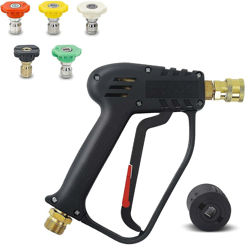 High Pressure Washer Gun, 4000 Psi 280Bar, M22 Interface (14 Mm) Contains Karcher Quick Connector, 5 Water Nozzle Tips - Image 1