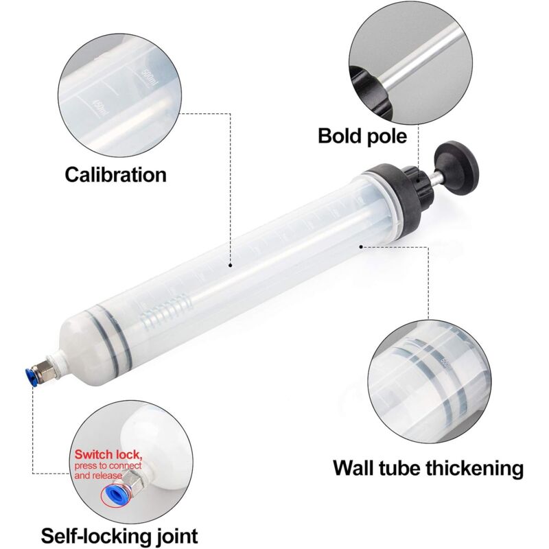 Oil Syringe 500Ml Oil Suction Syringe-Transfer Pump,Brake Fluid Syringe With Extension Tube-Drain Syringe Hand Pump - Image 3