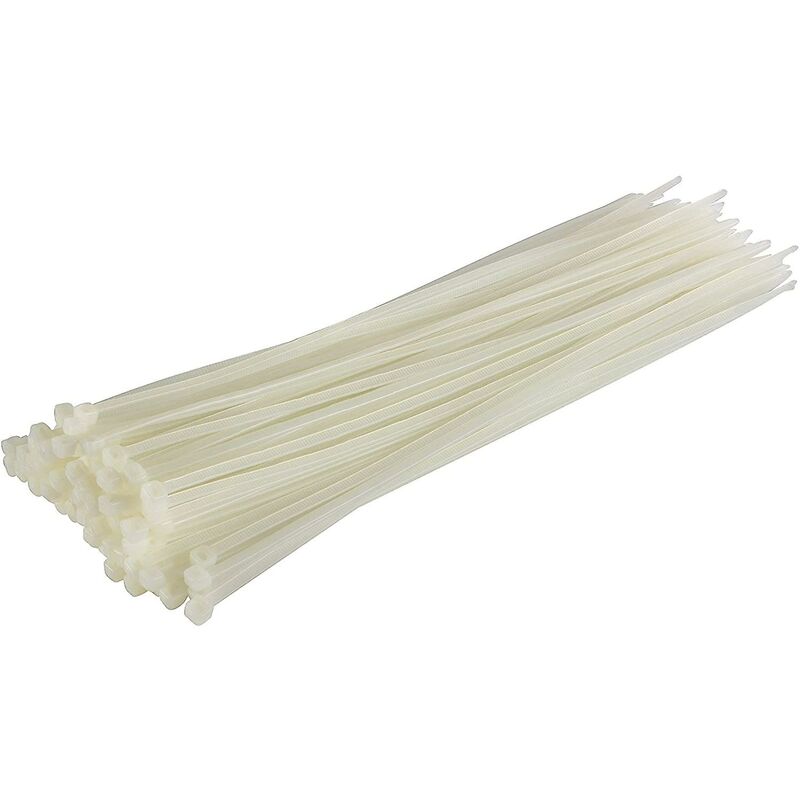 100 Pack Cable Ties, White/Natural, 370Mm X 4.8Mm, Premium Quality Plastic Cable Ties - Image 1