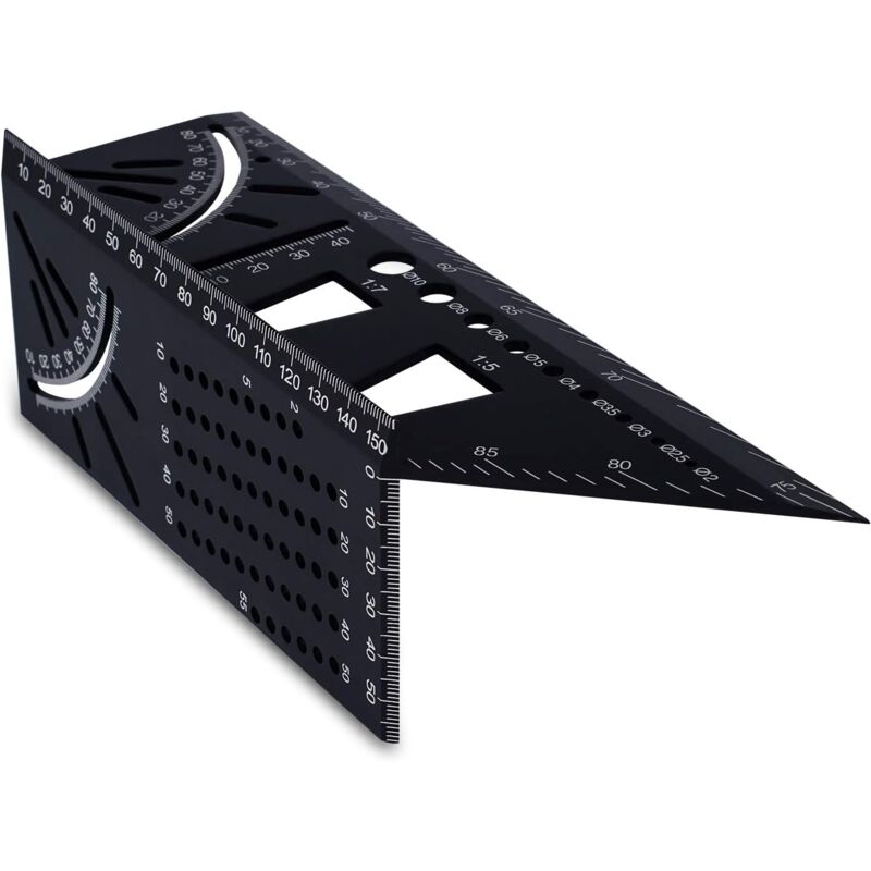 3D Aluminum Alloy Carpenter Square, 90 To 45 Degree Professional Angle Ruler, Woodworking Measuring Ruler Suitable For - Image 1