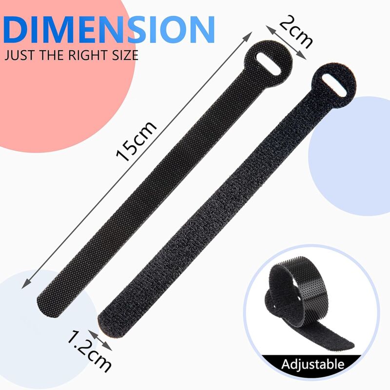 60 Pack Black Reusable Cable Ties Adjustable Releasable Cable Management Clips For Pc Cables, Organizing Cords, Tv, - Image 2