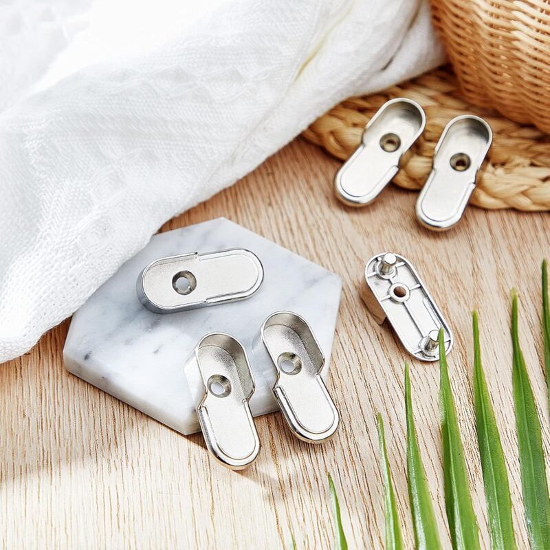 6 pcs Oval Wardrobe Rail End Brackets Nickel Plated Silver Wardrobe ROd Holder 15Mm Wardrobe Flange Rail Brackets And 6 - Image 4