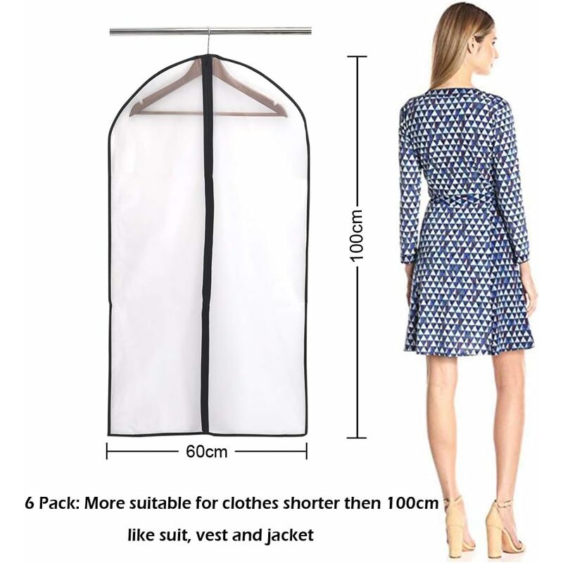 Garment Covers, Dustproof Waterproof Mite Moisture Proof, Semi Transparent Zip Protective Covers For Shirt Suits/Coats, - Image 3