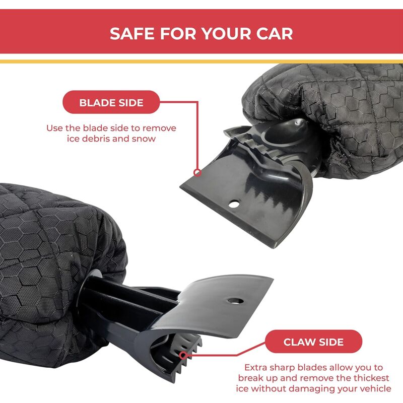 2 Pack Car Ice Scraper - Car Windshield Scraper Window Glove, Snow Scrapers With Waterproof Lining, Removes Ice And - Image 3