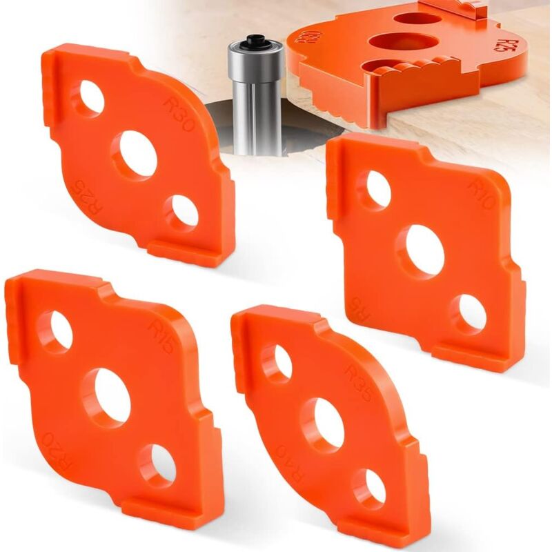 4 pcs Alloy Radius ROuter Jig, R5 - R40 Woodworking ROuter Jig On Table, Corner Radius ROuting Accessories For - Image 1