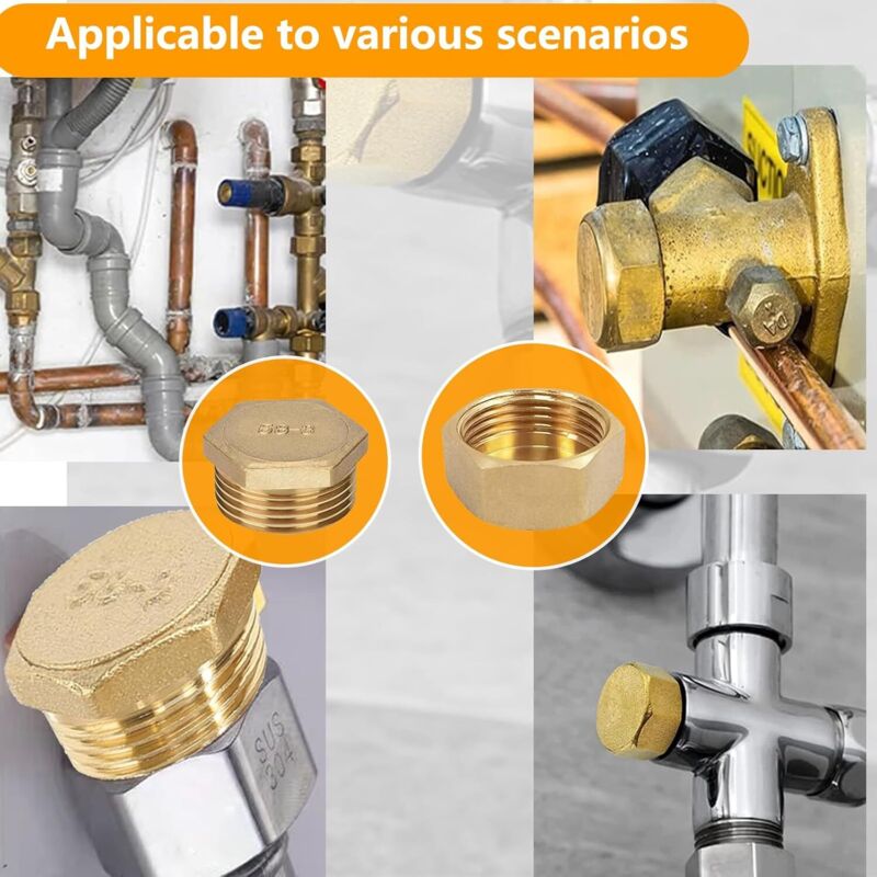 20 pcs Brass Threaded Caps With Threads, 05/10 08/13 15/21 20/27 12/17Male Water Inlet Plug Tap - Image 4