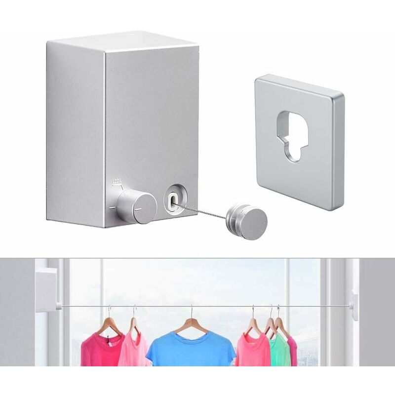 Retractable Clothes Drying Rack Indoor Outdoor Wall Mounted Clothes Dryer Retractable Hanger Lock To Prevent Sagging - - Image 1
