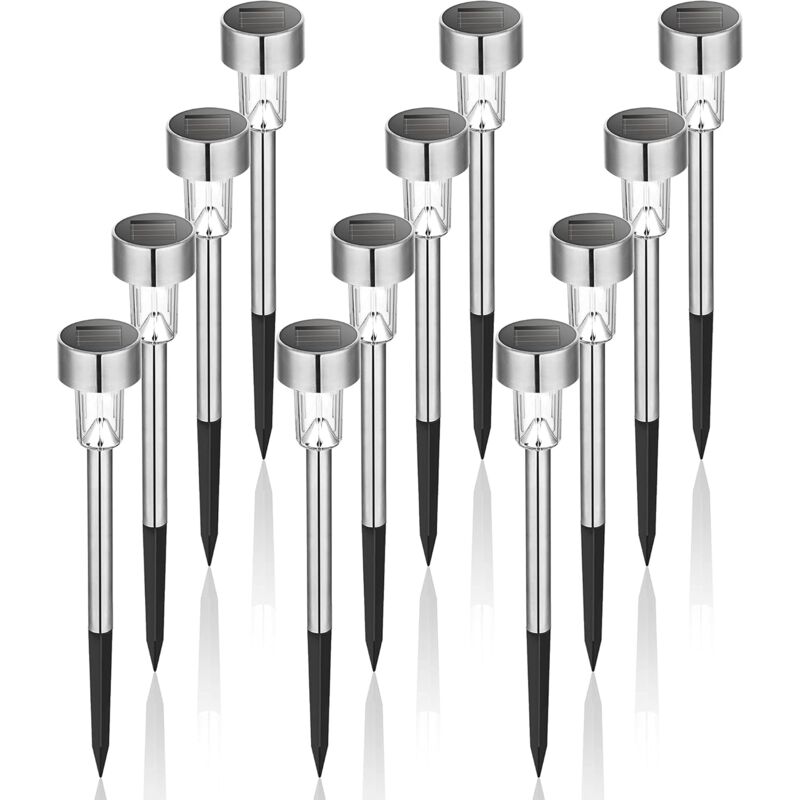 Outdoor Solar Lights LED Landscape Light Pack/Pathway Lights Stainless Steel-12 - Image 1