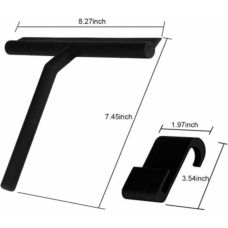 27Cm Silicone Shower Squeegee - For Glass Shower Door And Wall - With Hanging Hook - Black - Image 3