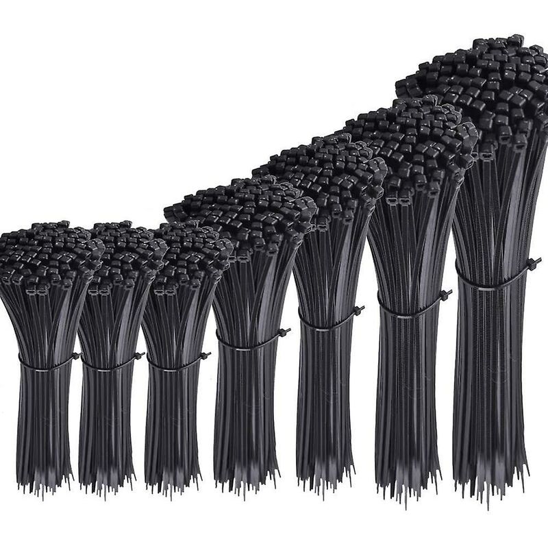 700 Piece Black Nylon Cable Ties, Lengths 4