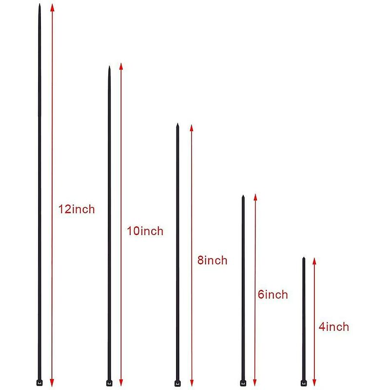 700 Piece Black Nylon Cable Ties, Lengths 4