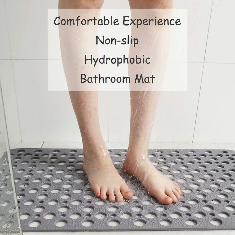 Anti-Mold Non-Slip Bath Mat Tpe Shower Mat Antibacterial Non-Slip Bathroom Mat With Suction Cups Khaki 16.9