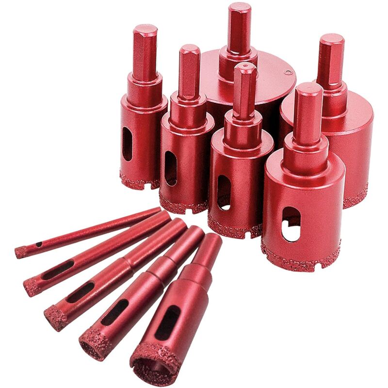 Diamond Hole Saw Set, Diamond Core Drill Bit For Tile/Glass/Marble (6Mm-50Mm 11 pcs) - Image 1