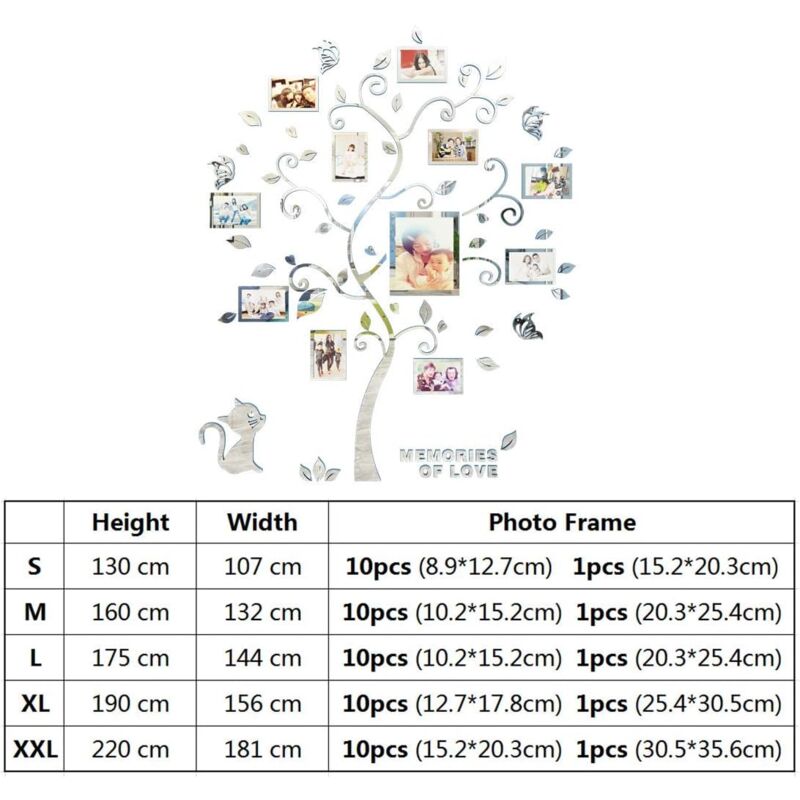 Wall Stickers Tree Photo Frame 3D Diy Mural Decals Arts Home Decoration For Bedroom, Living ROom, Nursery, Hall, - Image 2