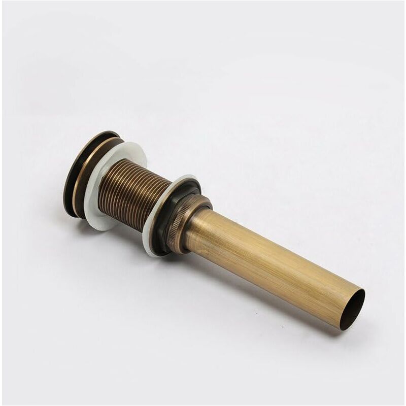 Single Handle Push-Pull Pop-Up Clicker Sink Faucet Build Plug Without Overflow (Antique Brass) - Image 2