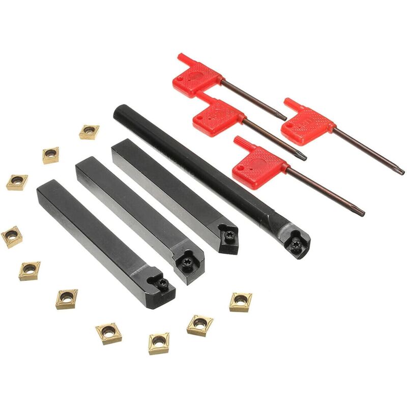 4 pcs Turning Tool Holder + Ccmt09T304 Carbide Inserts + T15 Wrench - Image 1