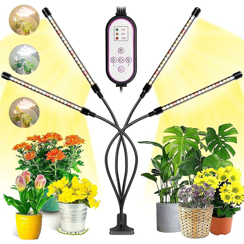 Plant Grow Light, 2020 New 80 LEDs 4 Heads Grow Lamp, Auto Timing - On/Off LED Grow Light For Seedlings, Succulents, - Image 1