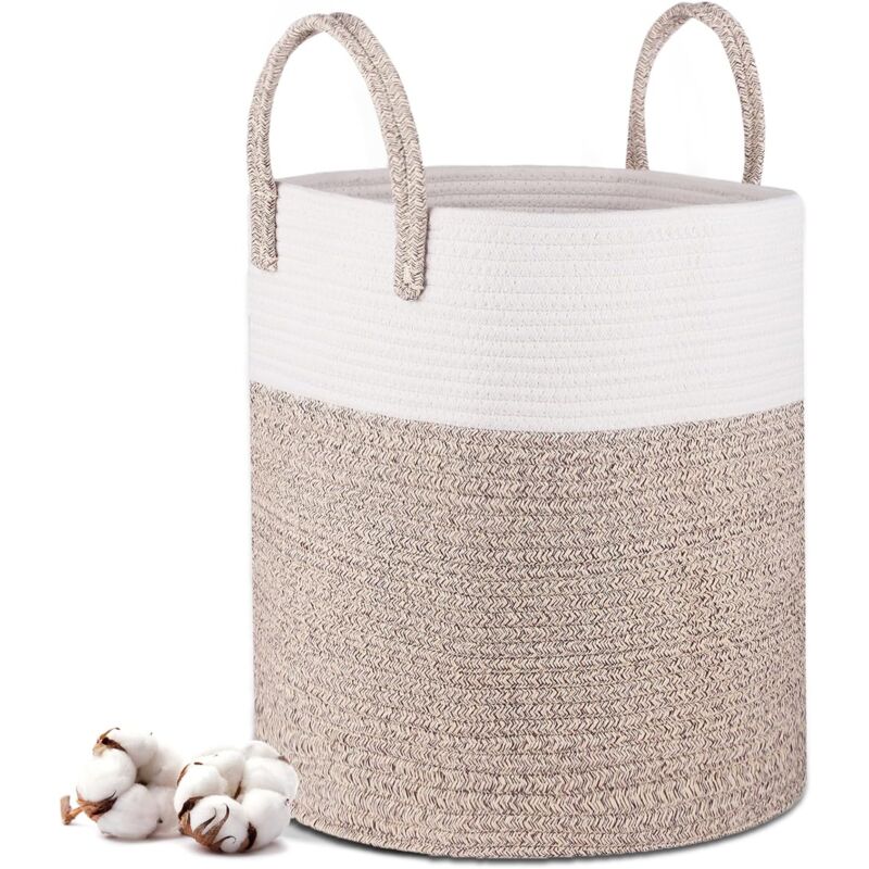Laundry Basket - 40 X 35 Cm Foldable Storage Baskets - Cotton ROpe Laundry Basket With Handles - Toy Storage Basket - - Image 1