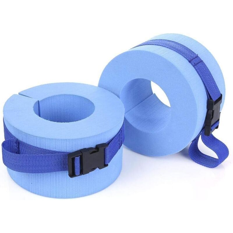 Foam Swimming Armbands, Water Aerobics Float Ring, Ankle Arm Belts With Quick Release Buckle 2 Pack, Blue - Image 4