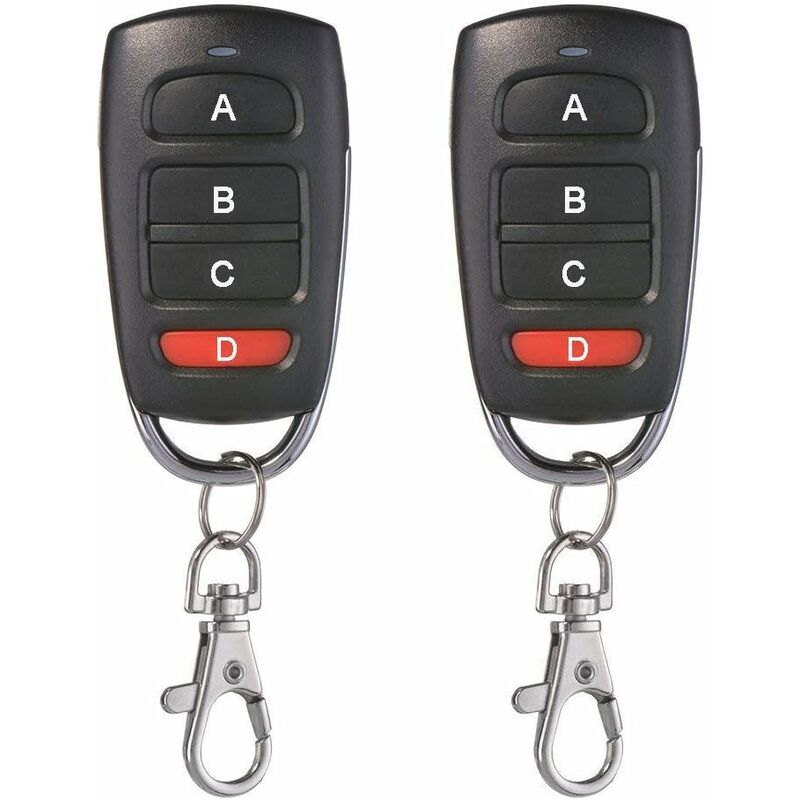 2 Pack Universal Garage Door Cloning Key Fob Remote Control 433Mhz 4 Button Cloner For Garage Door Electric Door Etc - Image 1