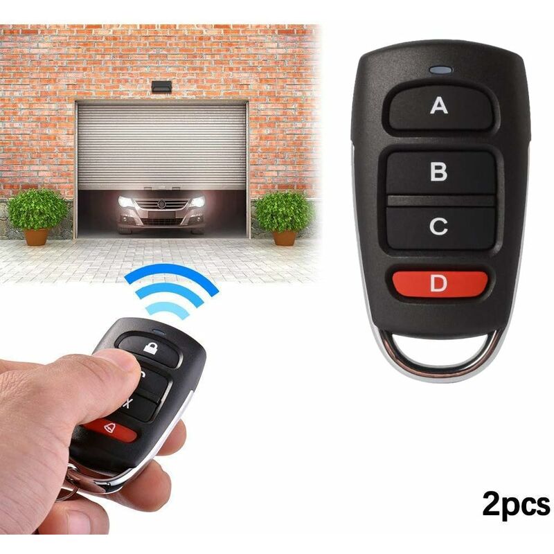 2 Pack Universal Garage Door Cloning Key Fob Remote Control 433Mhz 4 Button Cloner For Garage Door Electric Door Etc - Image 2