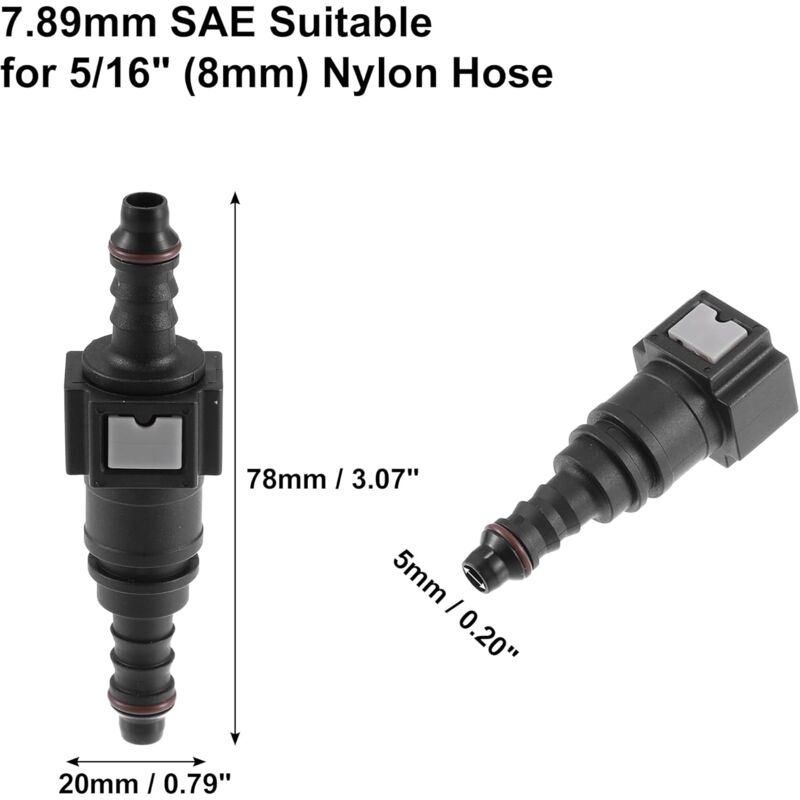 7.89Mm To 8Mm Straight Car Fuel Hose Quick Release Connector 2 Set - Image 2