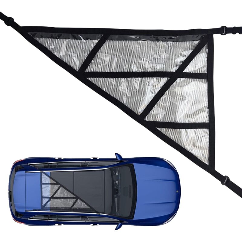 Ceiling Cargo Net - Triangle Car Ceiling Cargo Net Pocket Storage Net - Adjustable Double Layer Mesh ROof Organizer - Image 1