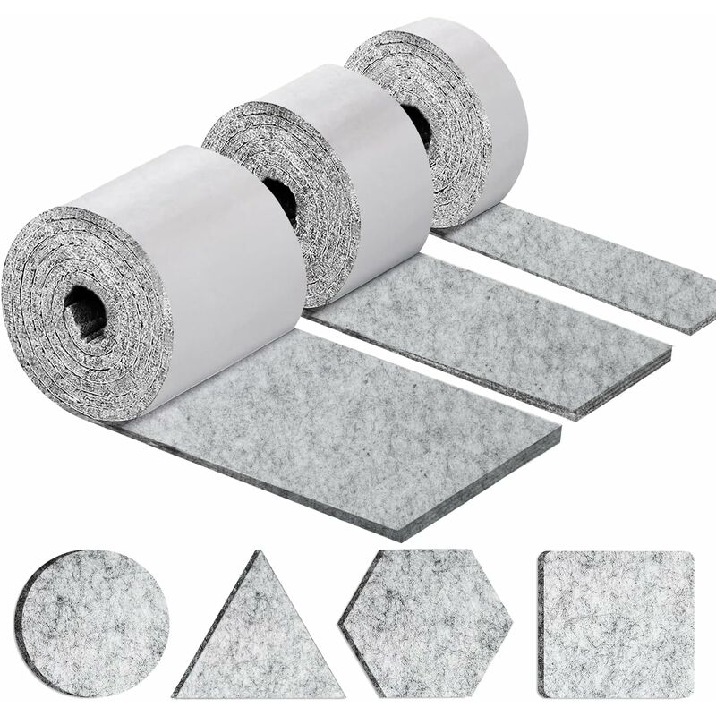 Self-Adhesive Furniture Pads, Furniture Chair Pads 3 ROlls (100 10Cm+100 5Cm+100 2Cm), Chair Pad 4Mm-Thick Felt Pad - Image 1
