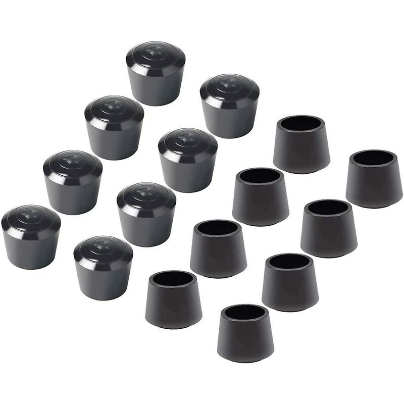 16 Pack Chair Leg Caps, Chair Leg Cap Rubber Chair Leg Protection End Caps, Inner Diameter - 7/8 Inch / 22 Mm, Black - Image 1
