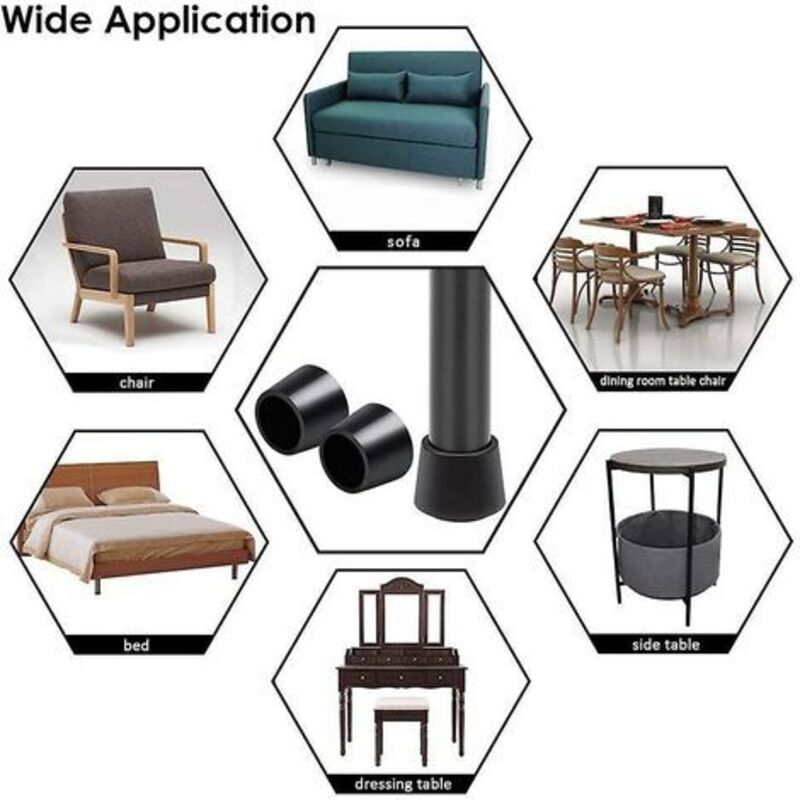 16 Pack Chair Leg Caps, Chair Leg Cap Rubber Chair Leg Protection End Caps, Inner Diameter - 7/8 Inch / 22 Mm, Black - Image 3