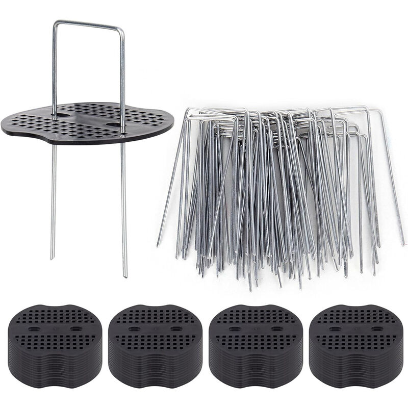 50 Garden Stakes With Washers, Galvanized Steel Tarpaulin Fixing Stakes, Mulch Fabric Fixing Staples, Galvanized Stakes - Image 1