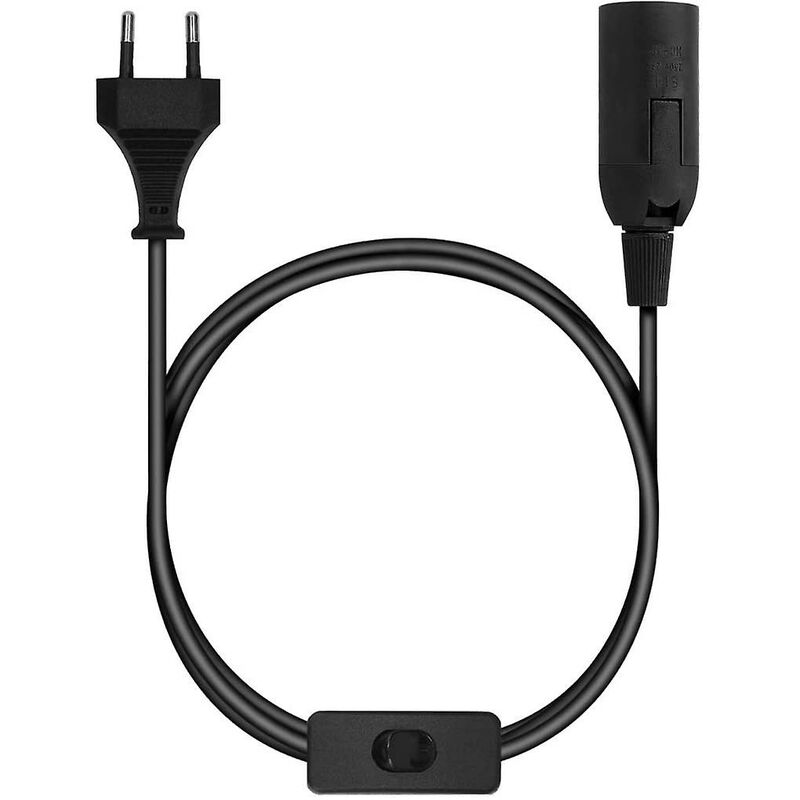 E27 Socket With Wire - Lamp Holder For Bulb With Power Cord Electrical Plug And Switch - 1.8M Cable - Image 1