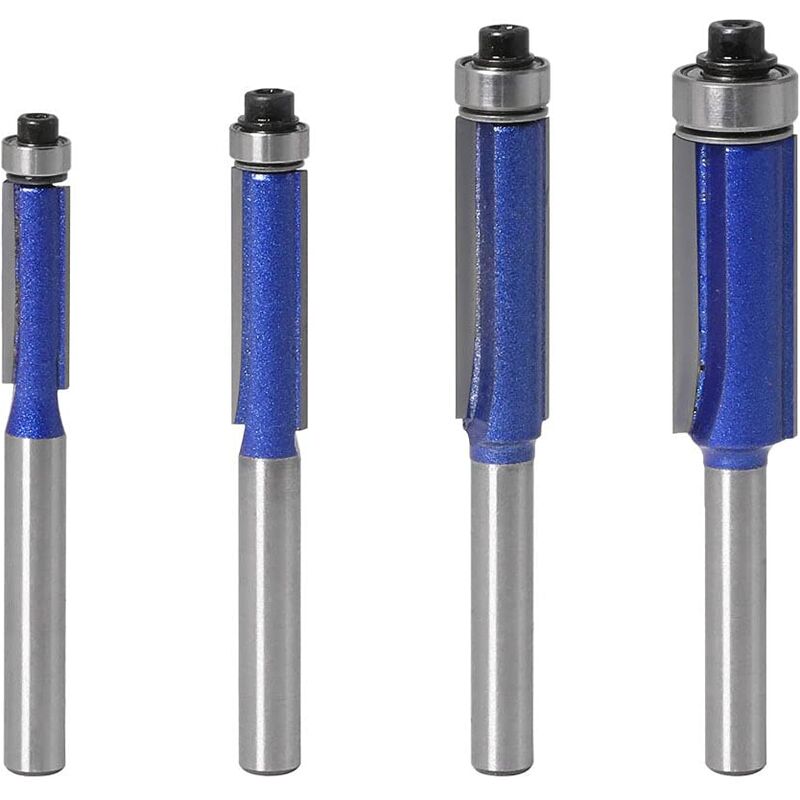 4Pc Flush Trim ROuter Bit Set - 6Mm Shank - Ball Bearings - Grooving ROuter Bit - Wood ROuter Bit - Grooving ROuter Bit - Image 1
