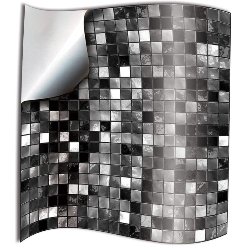 24X Tile Sticker For Bathroom And Kitchen 10 X 10Cm Black White Mosaic 2D Film Adhesive Stickers For Tiles For Wall - Image 1
