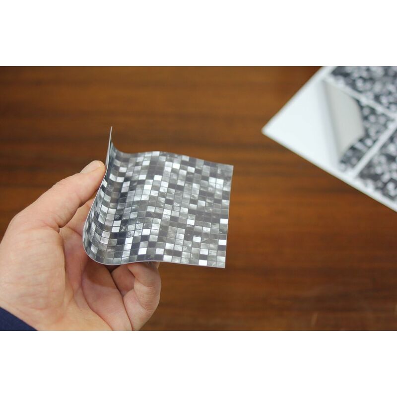 24X Tile Sticker For Bathroom And Kitchen 10 X 10Cm Black White Mosaic 2D Film Adhesive Stickers For Tiles For Wall - Image 4