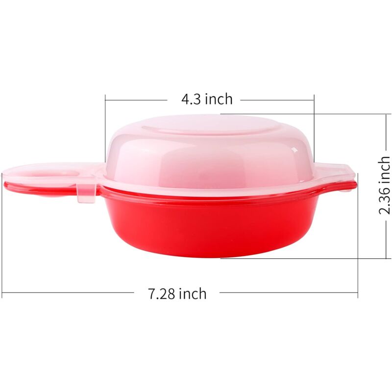 2 Pack Microwave Egg Cooker 1 Minute Hamburg Omelette Maker Kitchen Tool (Red & Clear) - Image 4